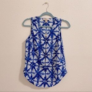 Michael Kors Blue Starburst Tile Print Tank Top